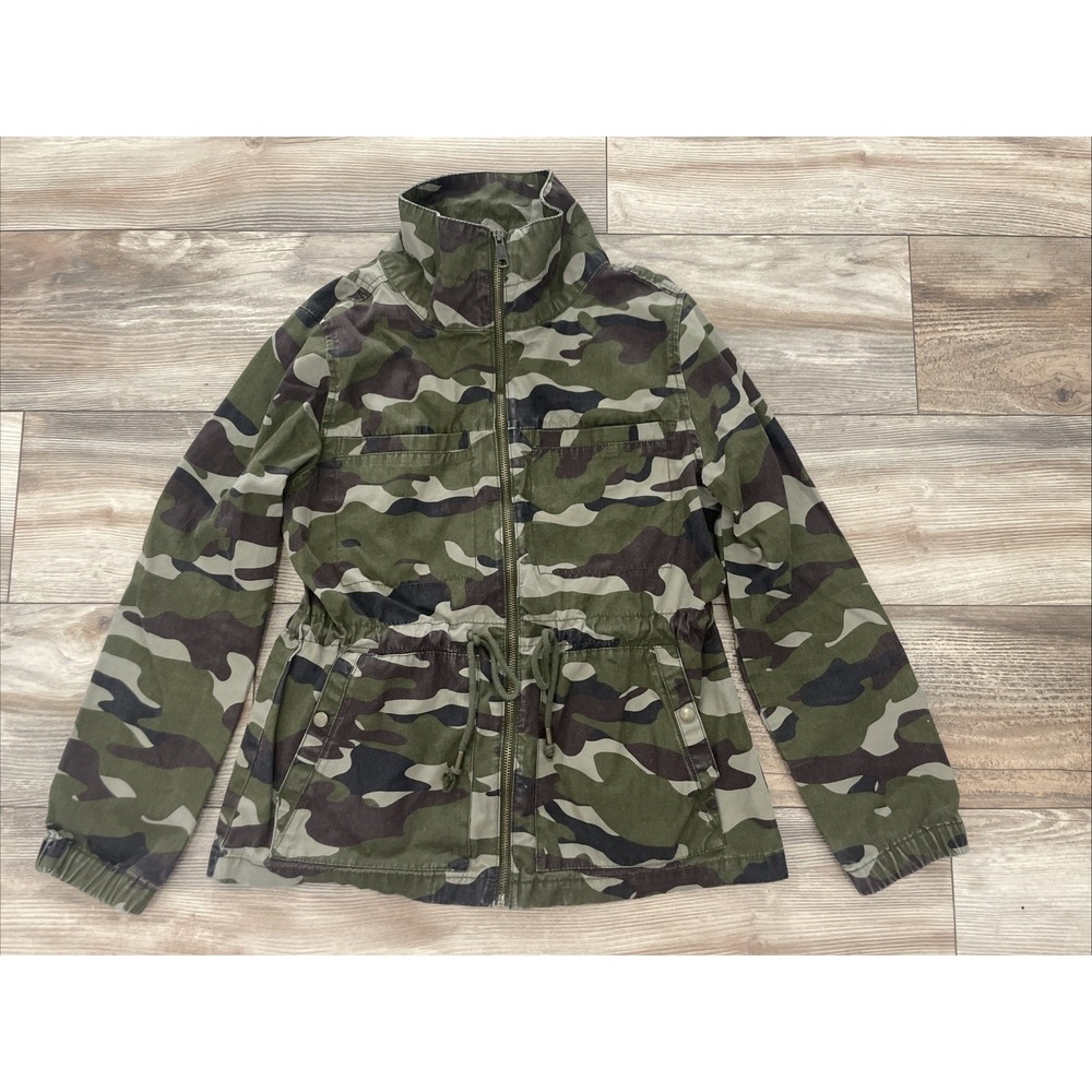 Old Navy Camo Full Zip Utility Military Army Jacket Green Women Size M